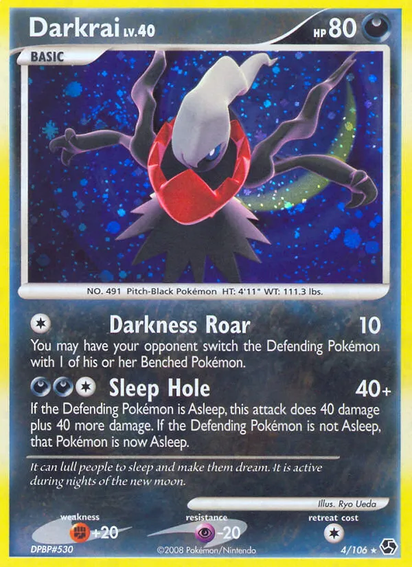 2008 Great Encounters Darkrai #004/106 Rare Holo card image