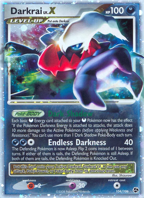 2008 Great Encounters Darkrai LV.X #104/106 Rare Holo LV.X card image