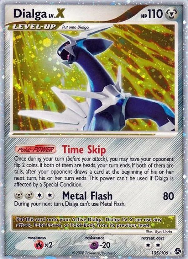 2008 Great Encounters Dialga LV.X #105/106 Rare Holo LV.X card image
