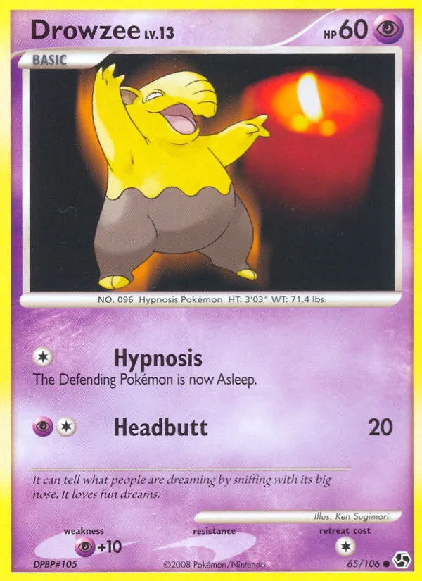 2008 Great Encounters Drowzee Common #065/106 Common card image