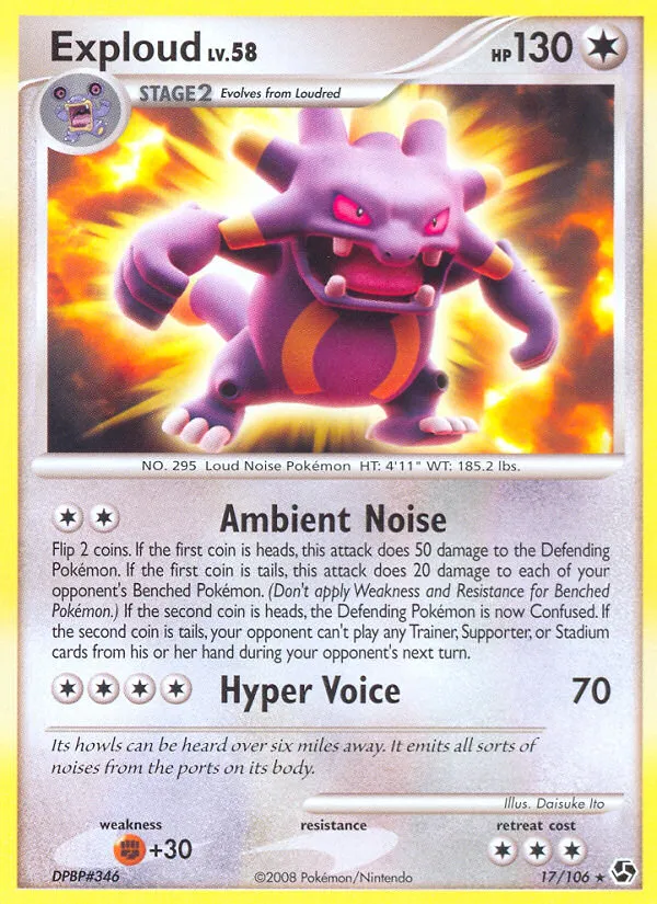 2008 Great Encounters Exploud Rare #017/106 Rare card image