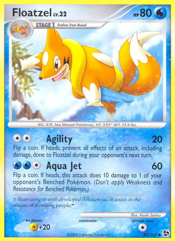2008 Great Encounters Floatzel Uncommon #037/106 Uncommon card image