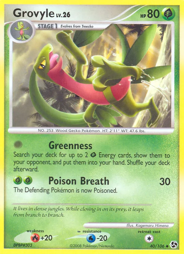 2008 Great Encounters Grovyle Common #040/106 Common card image