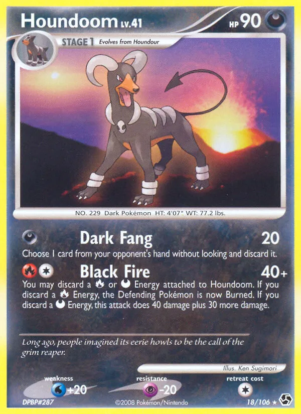 2008 Great Encounters Houndoom Rare #018/106 Rare card image