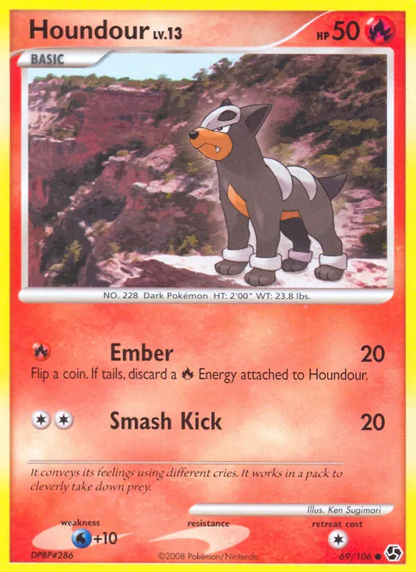 2008 Great Encounters Houndour Common #069/106 Common card image