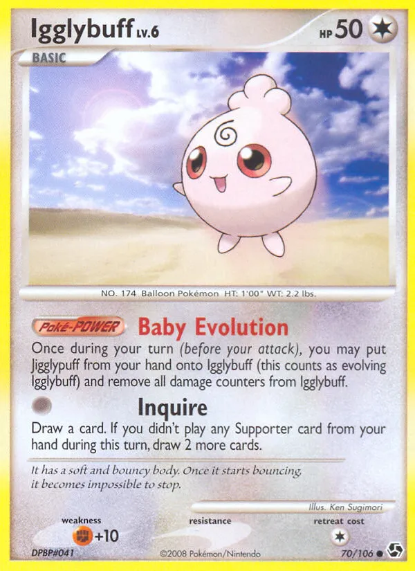 2008 Great Encounters Igglybuff Common #070/106 Common card image