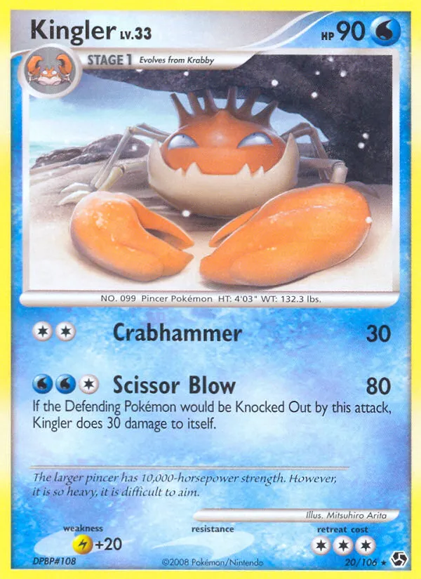 2008 Great Encounters Kingler #020/106 Rare card image