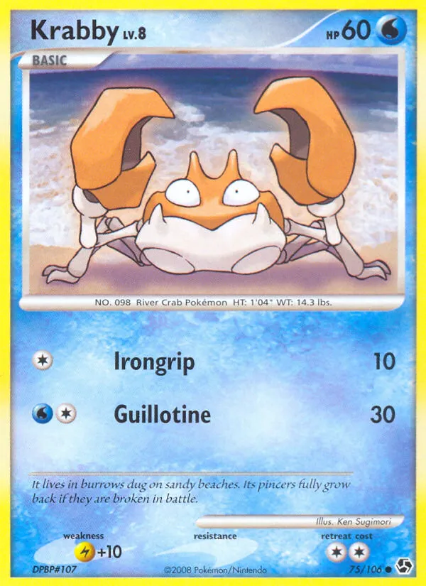 2008 Great Encounters Krabby Common #075/106 Common card image
