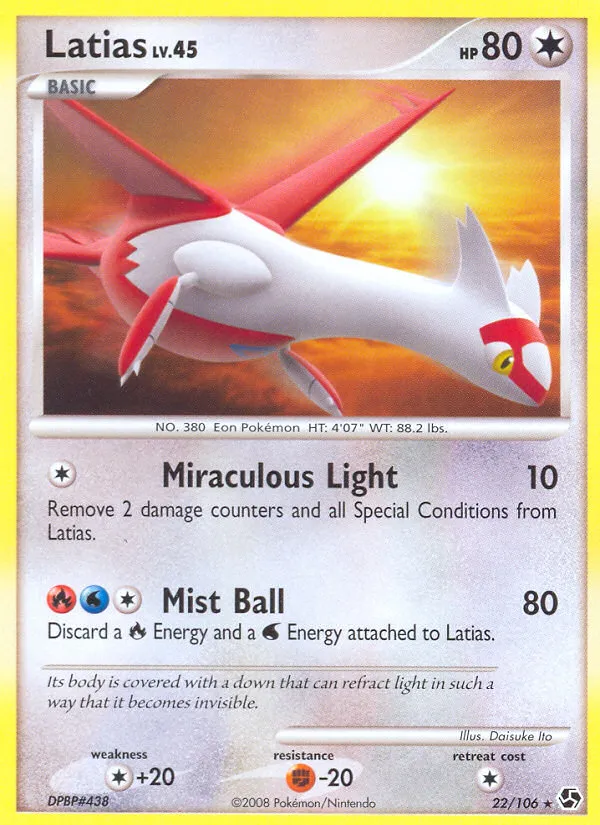 2008 Great Encounters Latias #022/106 Rare card image