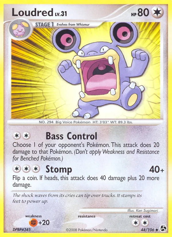 2008 Great Encounters Loudred Uncommon #044/106 Uncommon card image