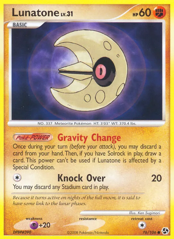2008 Great Encounters Lunatone Common #076/106 Common card image