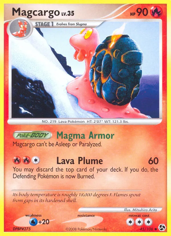 2008 Great Encounters Magcargo Uncommon #045/106 Uncommon card image