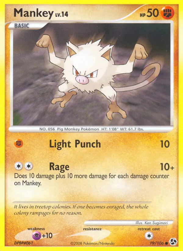 2008 Great Encounters Mankey Common #079/106 Common card image