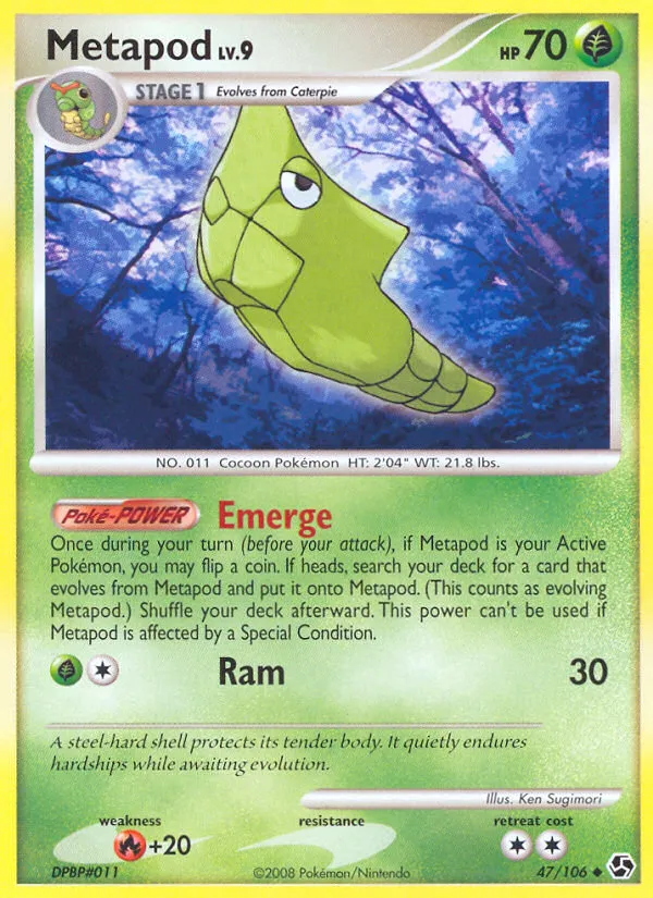 2008 Great Encounters Metapod Uncommon #047/106 Uncommon card image