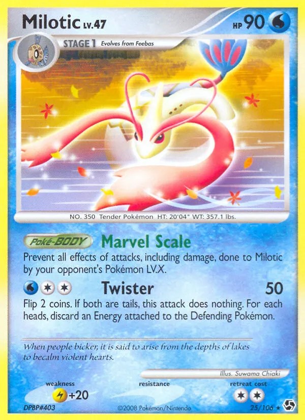 2008 Great Encounters Milotic #025/106 Rare card image