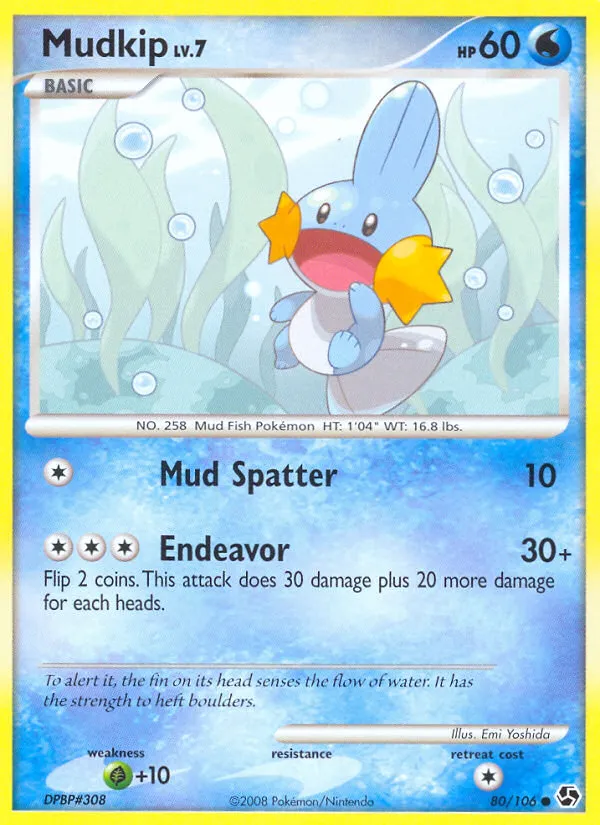 2008 Great Encounters Mudkip Common #080/106 Common card image