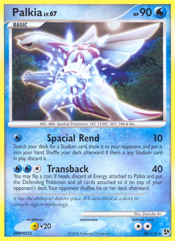 2008 Great Encounters Palkia #026/106 Rare card image