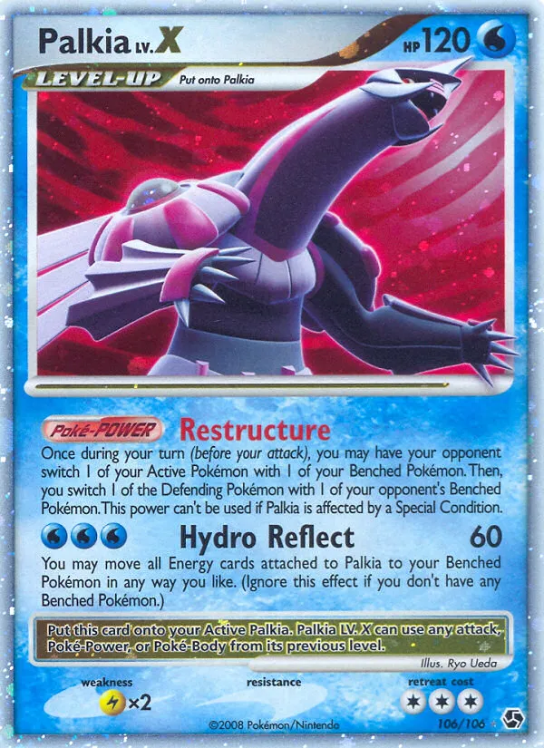 2008 Great Encounters Palkia LV.X #106/106 Rare Holo LV.X card image