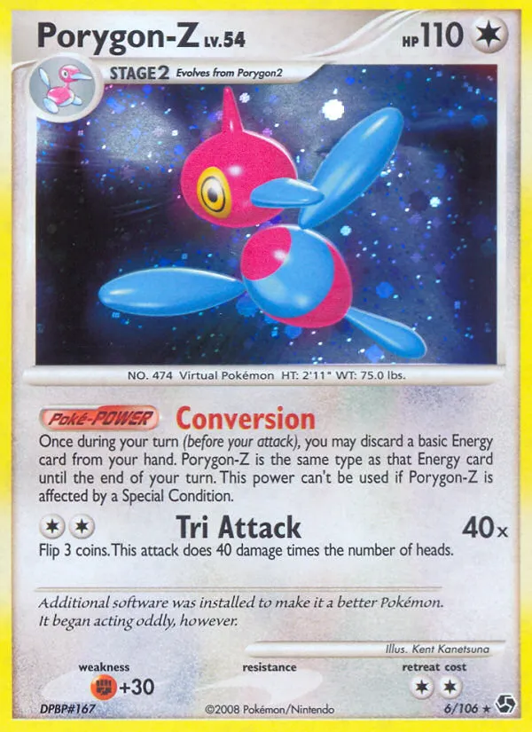 2008 Great Encounters Porygon-Z #006/106 Rare Holo card image
