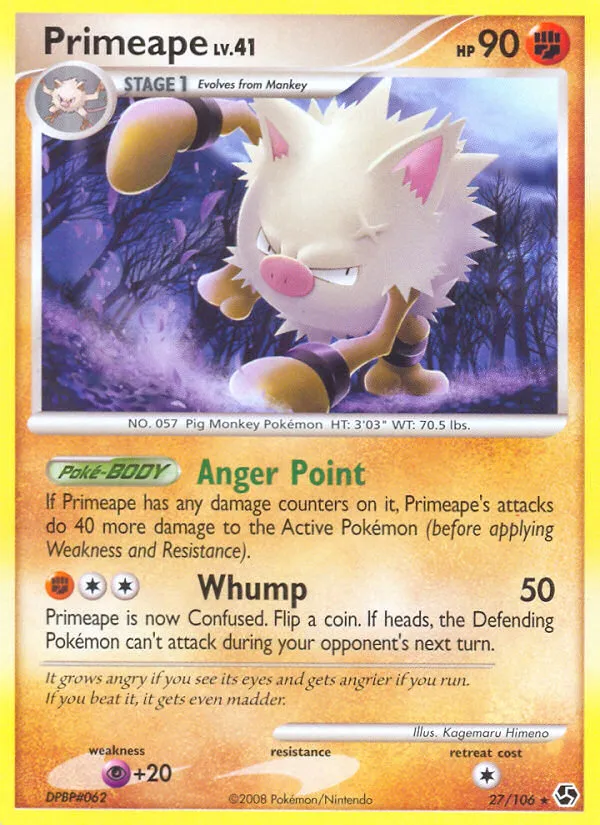 2008 Great Encounters Primeape #027/106 Rare card image