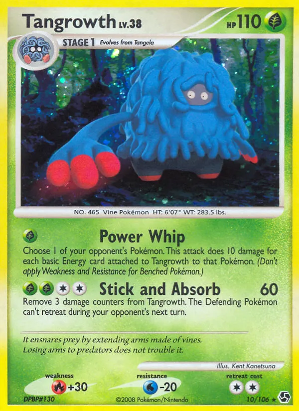 2008 Great Encounters Tangrowth Rare Holo #010/106 Rare Holo card image
