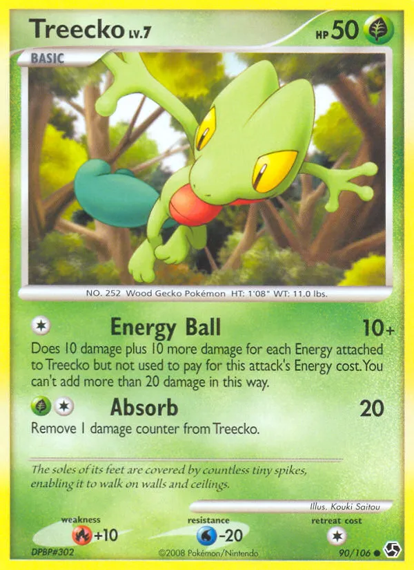2008 Great Encounters Treecko Common #090/106 Common card image