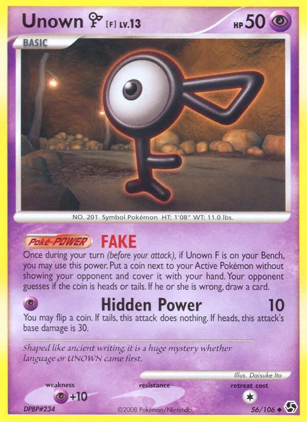 2008 Great Encounters Unown [F] #056/106 Uncommon card image
