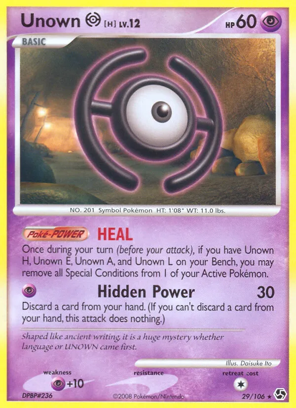 2008 Great Encounters Unown [H] #029/106 Rare card image