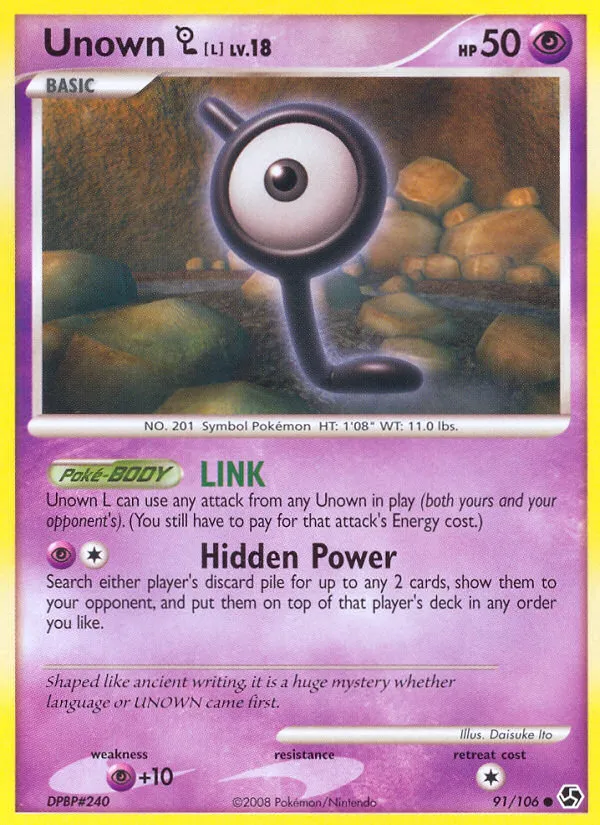 2008 Great Encounters Unown [L] #091/106 Common card image