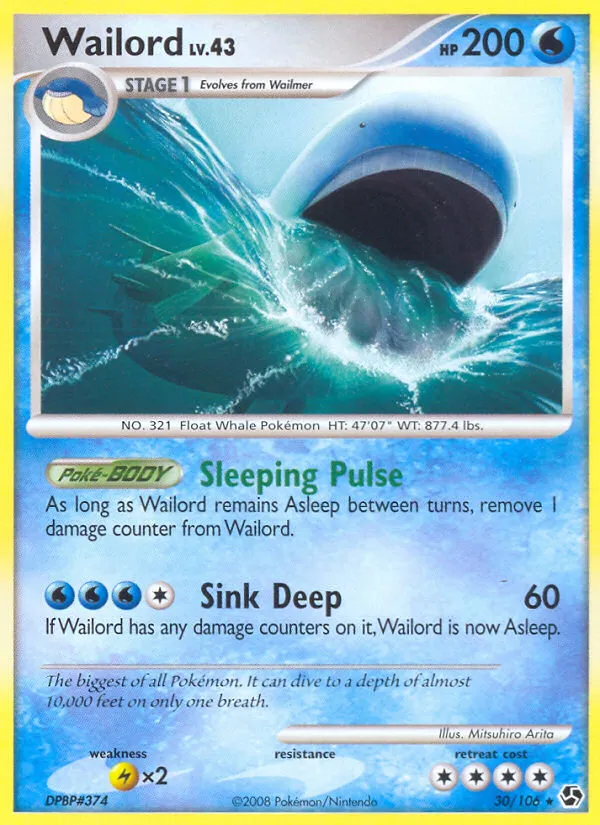 2008 Great Encounters Wailord #030/106 Rare card image