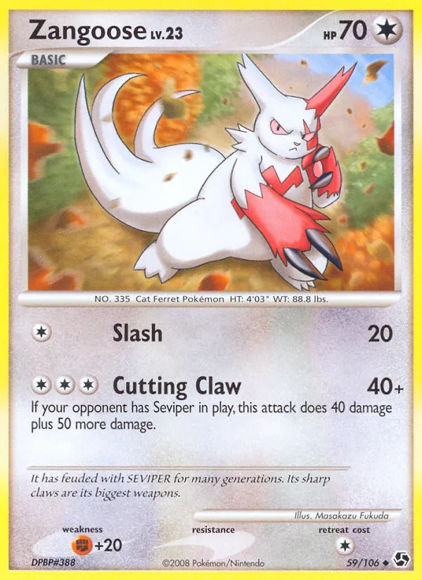 2008 Great Encounters Zangoose Uncommon #059/106 Uncommon card image