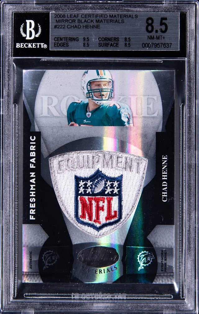 2008 Leaf Certified Materials Chad Henne Mirror Black Materials #222 card image