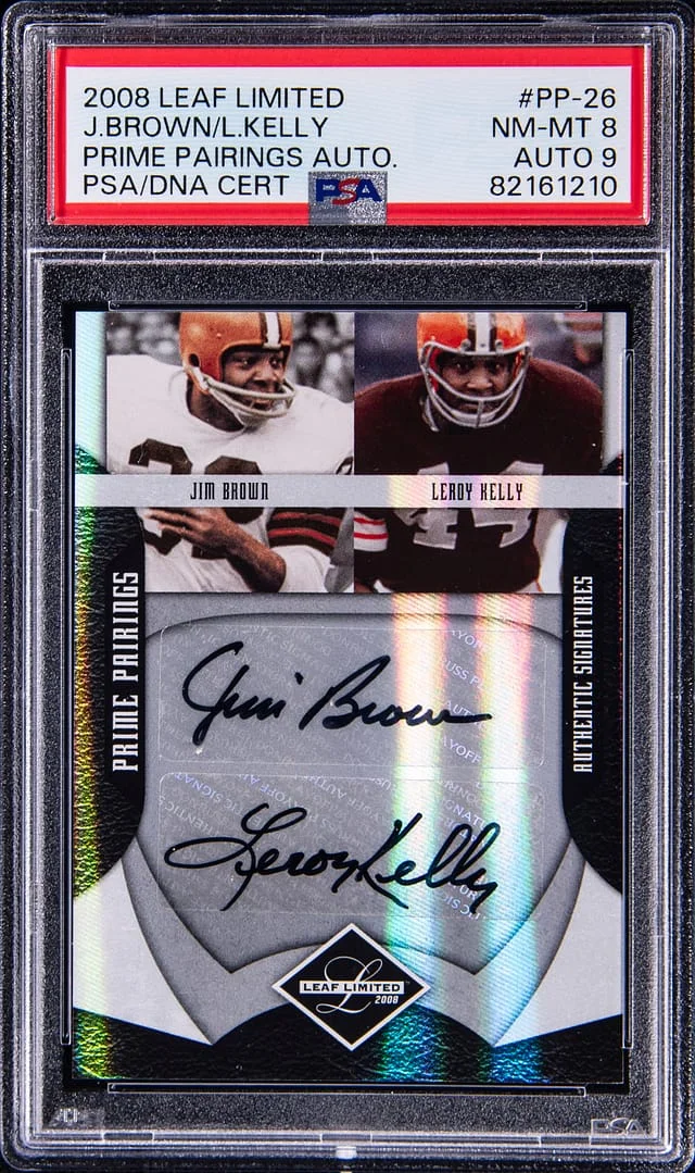 2008 Leaf Limited Jim Brown/Leroy Kelly Prime Pairings Autographs #PP-28 card image