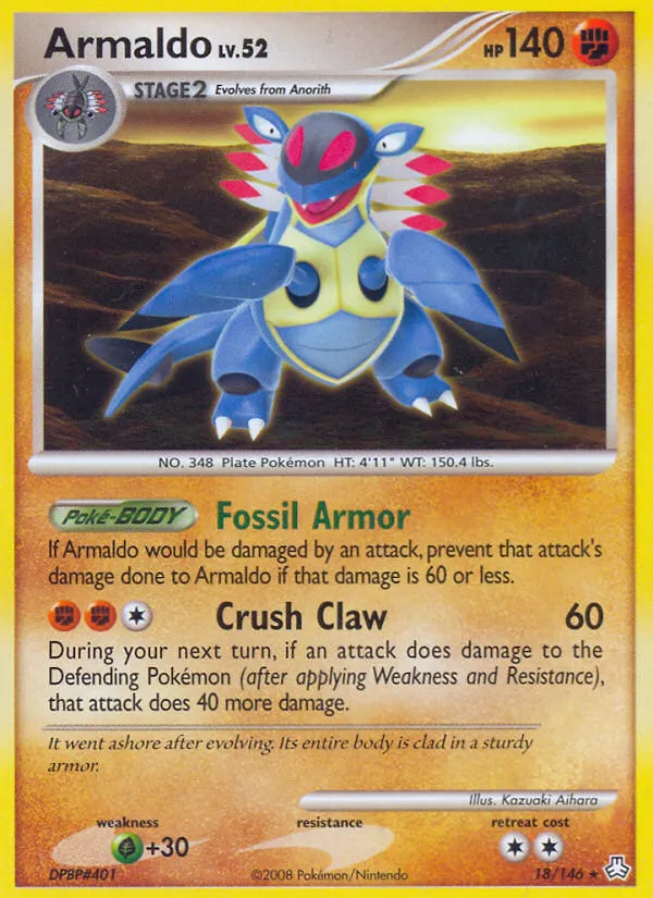 2008 Legends Awakened Armaldo Rare #018/146 Rare card image