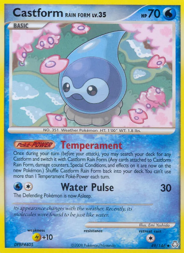 2008 Legends Awakened Castform Rain Form #049/146 Uncommon card image