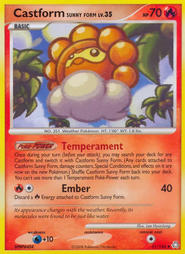 2008 Legends Awakened Castform Sunny Form #051/146 Uncommon card image