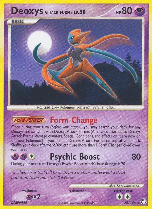 2008 Legends Awakened Deoxys Attack Forme Rare #024/146 Rare card image