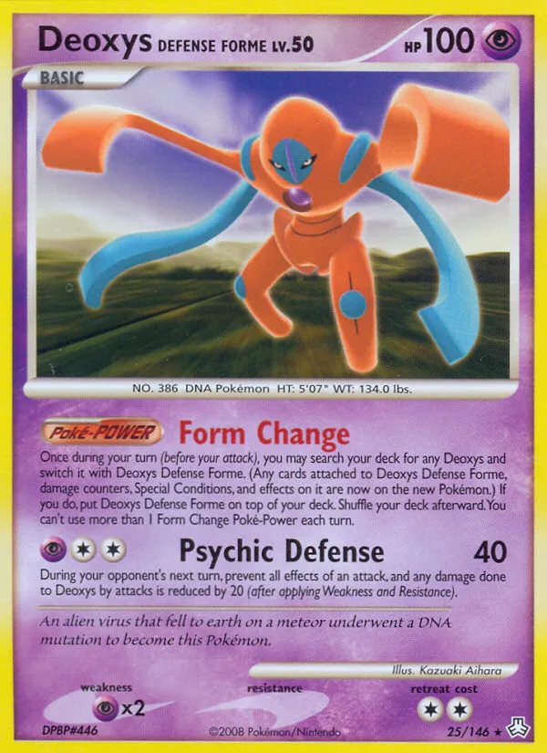 2008 Legends Awakened Deoxys Defense Forme Rare #025/146 Rare card image