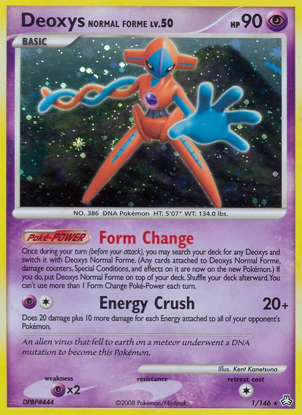 2008 Legends Awakened Deoxys Normal Forme Rare Holo #001/146 Rare Holo card image