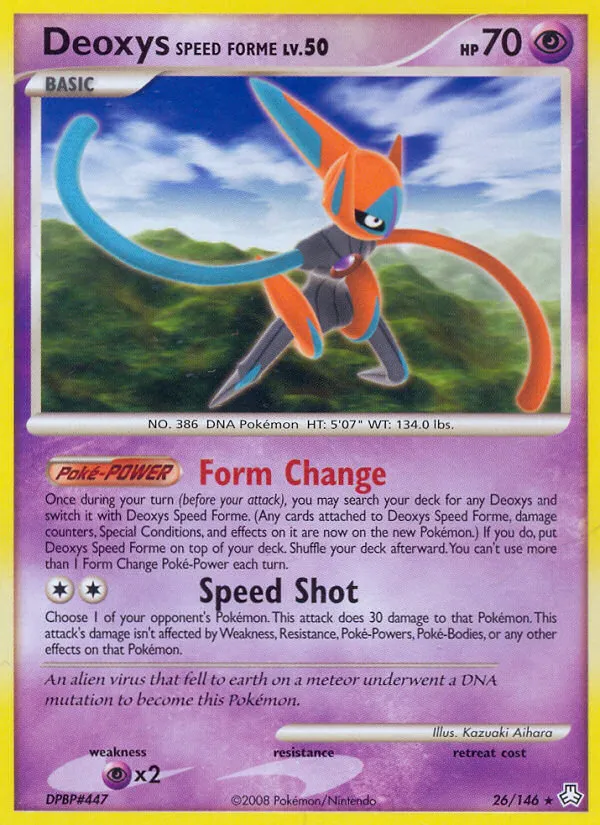 2008 Legends Awakened Deoxys Speed Forme Rare #026/146 Rare card image