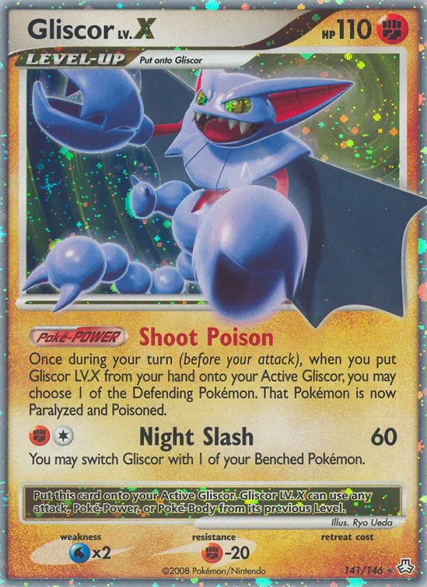 2008 Legends Awakened Gliscor LV.X #141/146 Rare Holo LV.X card image