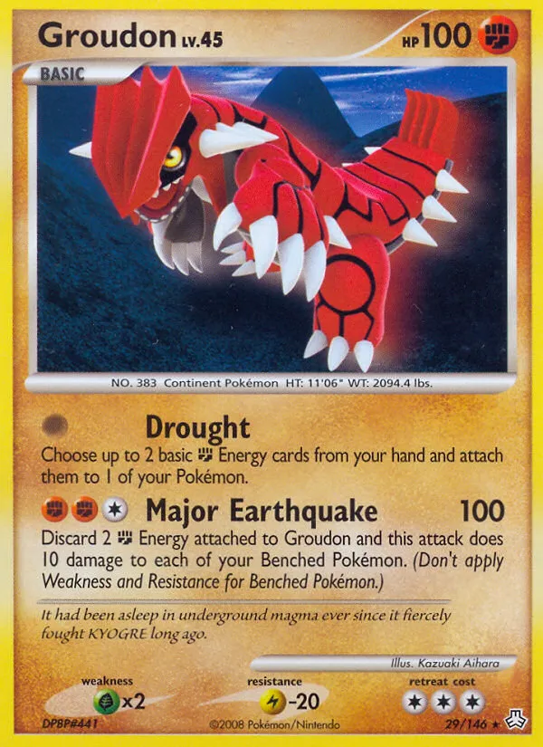 2008 Legends Awakened Groudon Rare #029/146 Rare card image