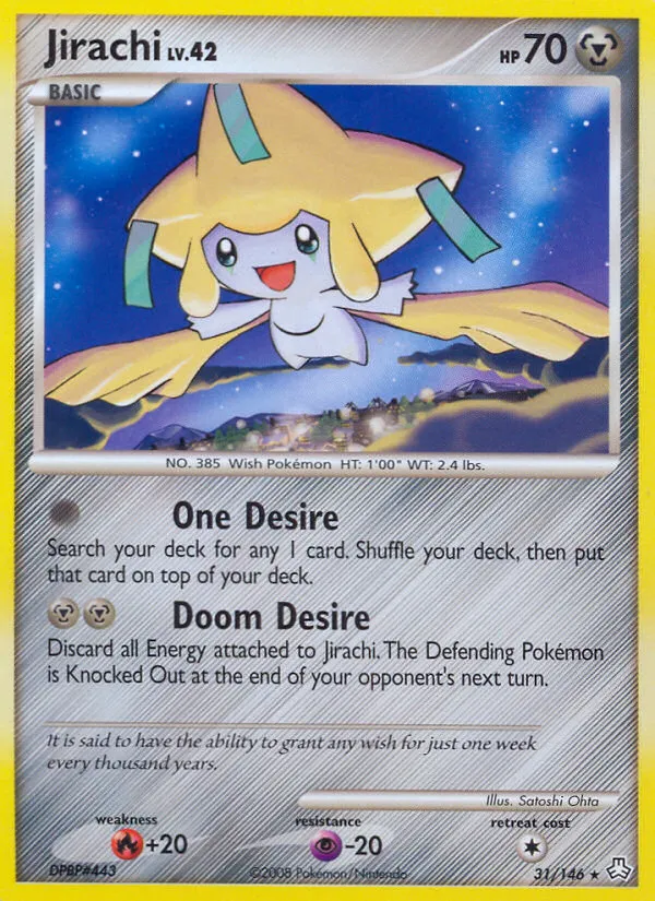 2008 Legends Awakened Jirachi Rare #031/146 Rare card image