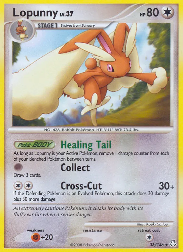 2008 Legends Awakened Lopunny Rare #033/146 Rare card image