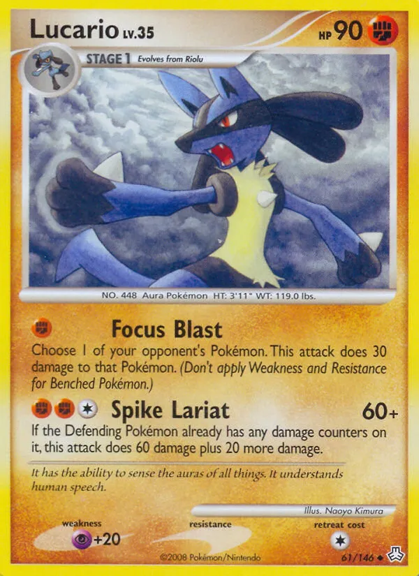 2008 Legends Awakened Lucario #061/146 Uncommon card image