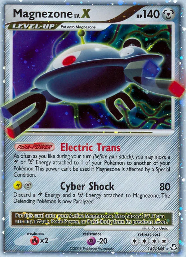 2008 Legends Awakened Magnezone LV.X #142/146 Rare Holo LV.X card image