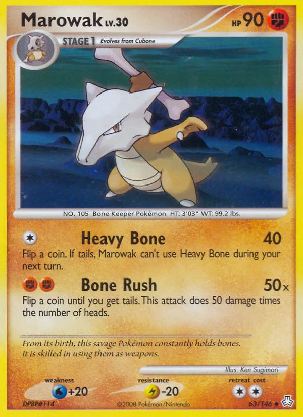 2008 Legends Awakened Marowak #063/146 Uncommon card image