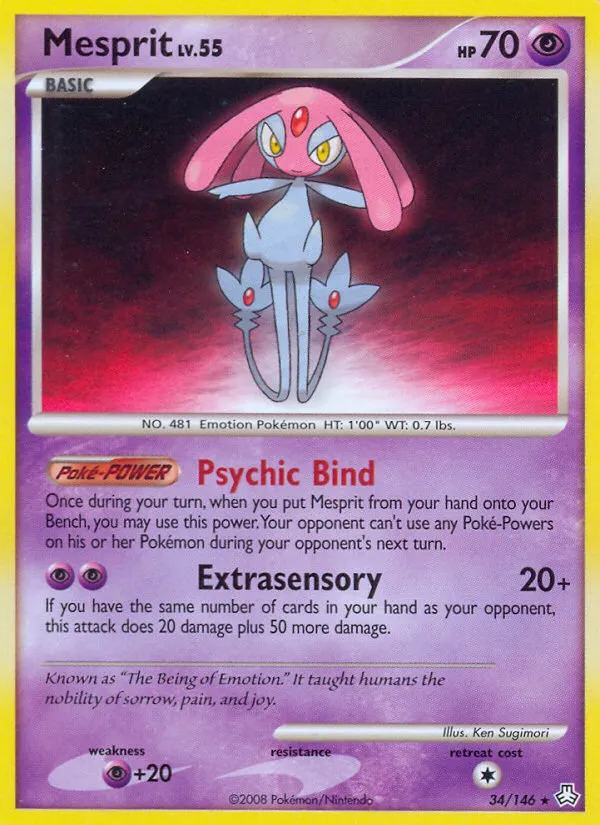 2008 Legends Awakened Mesprit Rare #034/146 Rare card image