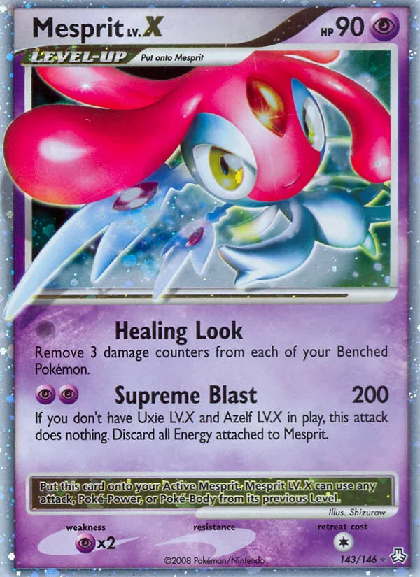 2008 Legends Awakened Mesprit LV.X #143/146 Rare Holo LV.X card image