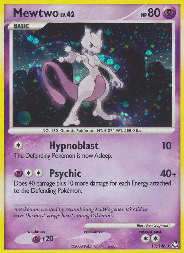 2008 Legends Awakened Mewtwo Rare Holo #011/146 Rare Holo card image